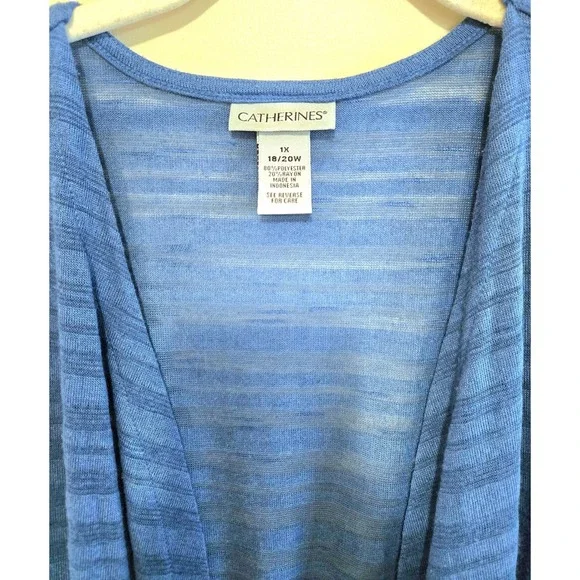 Catherine's Robin's Egg Blue, Jaquard Weave, Lightweight, Long Cardigan, Size 1X - Picture 2 of 7